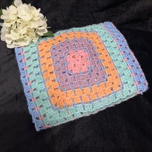 Handmade Multi-Color Pastel Crocheted Baby Blanket Square